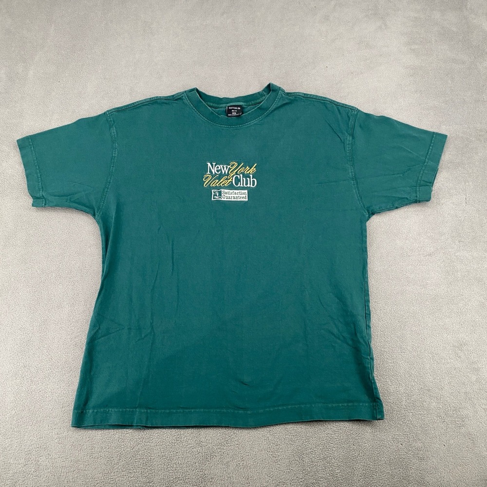 Cotton On Mens New York Valet Club Graphic T-Shirt Green Box Fit Medium 6912